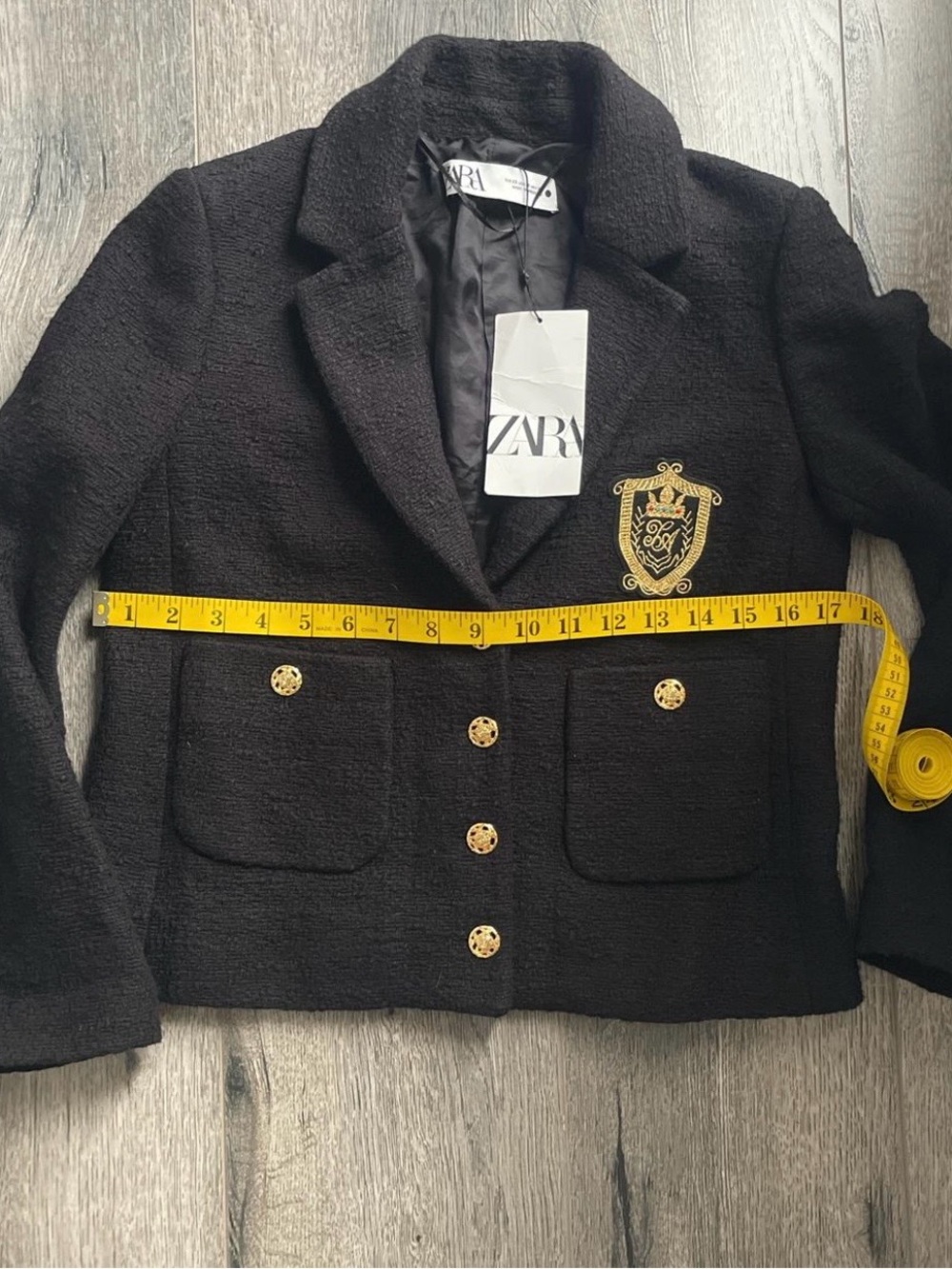 Zara Black Blazer with Gold Buttons - Picture 10 of 10